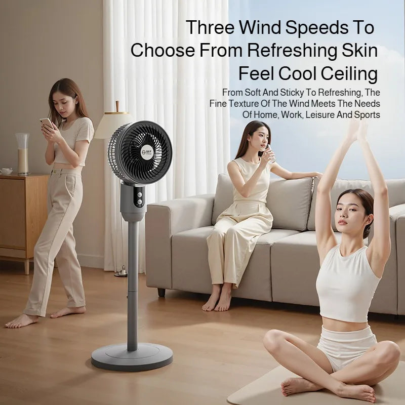 Household Floor Fan Three-speed Wind Silent Electric Fan Floor High Wind Air Circulation Fan Dual-purpose Fan WithUniversal Head