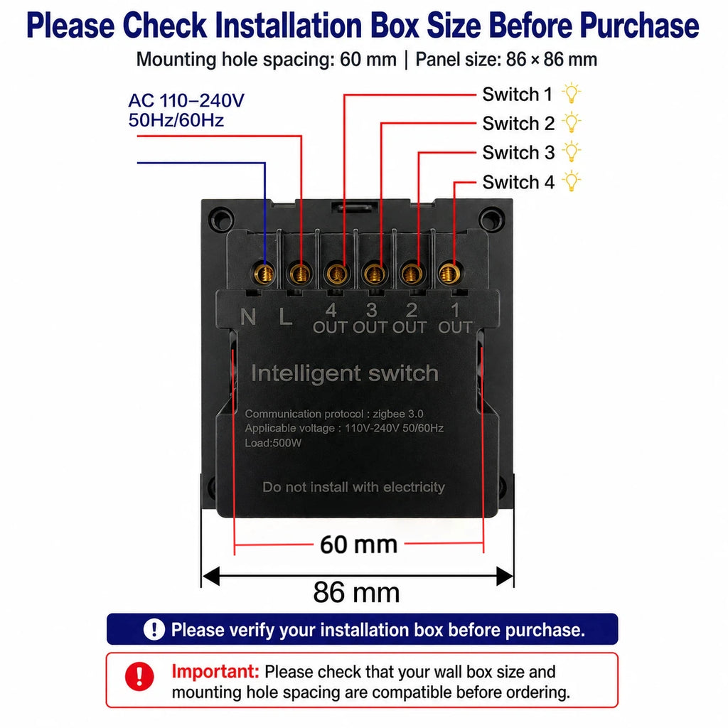 M8 Pro Zigbee Smart Switch Panel 4 Gang Tuya Intelligent Wall Electric Light Switch Voice App Control Works Alexa for Home Hotel
