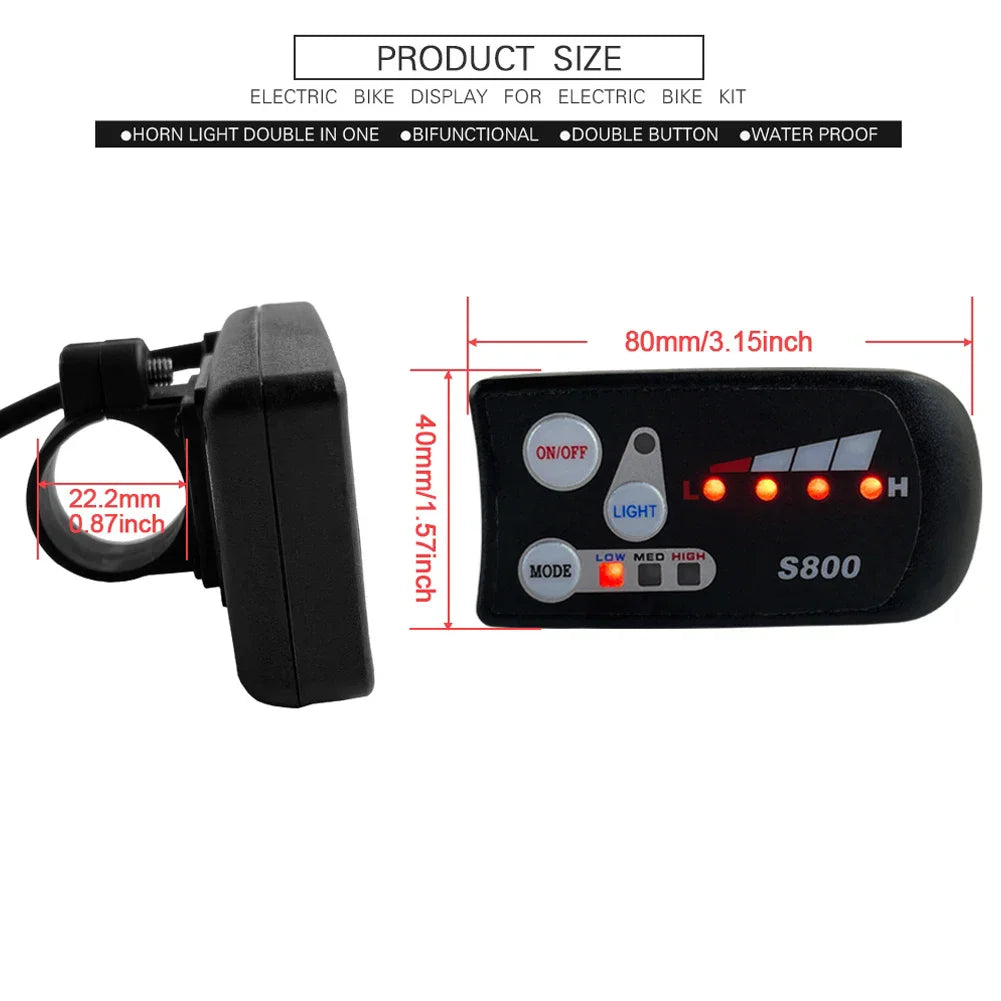 Electric Bike 30A Brushless Controller with SM Plug for 1000W Motor with LCD Display Panel S800 S830 E-scooter Meter Control UKC