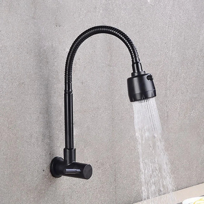 Wall Mounted Stainless Steel Single Cold Water Faucet Universal Rotation for Garden Balcony Washbasin Mop Pool Outdoor Use