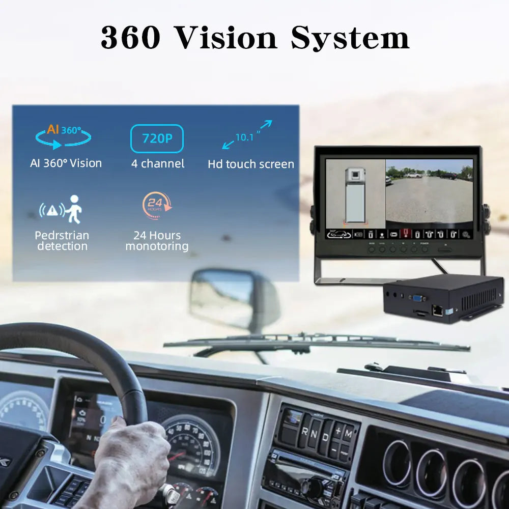 Hd 4ch Cameras 3d 360 Degree Surround Bird View Panorama Vehicle With Bsd Truck Bus Car Camera Ai System for Truck Rv Bus Camper
