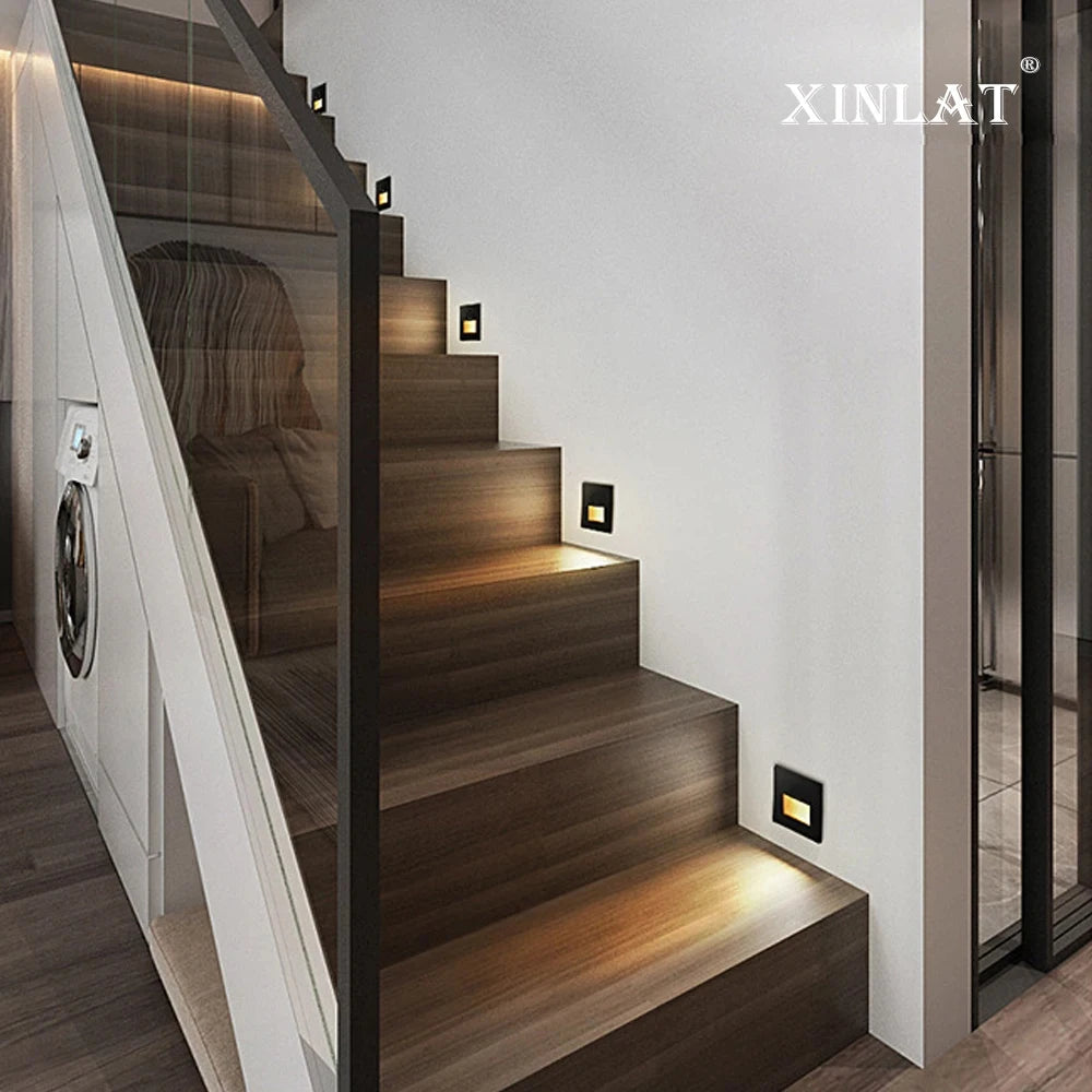 Recessed Wall Lamp Led Stair Lights Non-Sensor Corridor Nightlights for Cabinet Closet  Kitchen Luminaires Black White 22v 110v