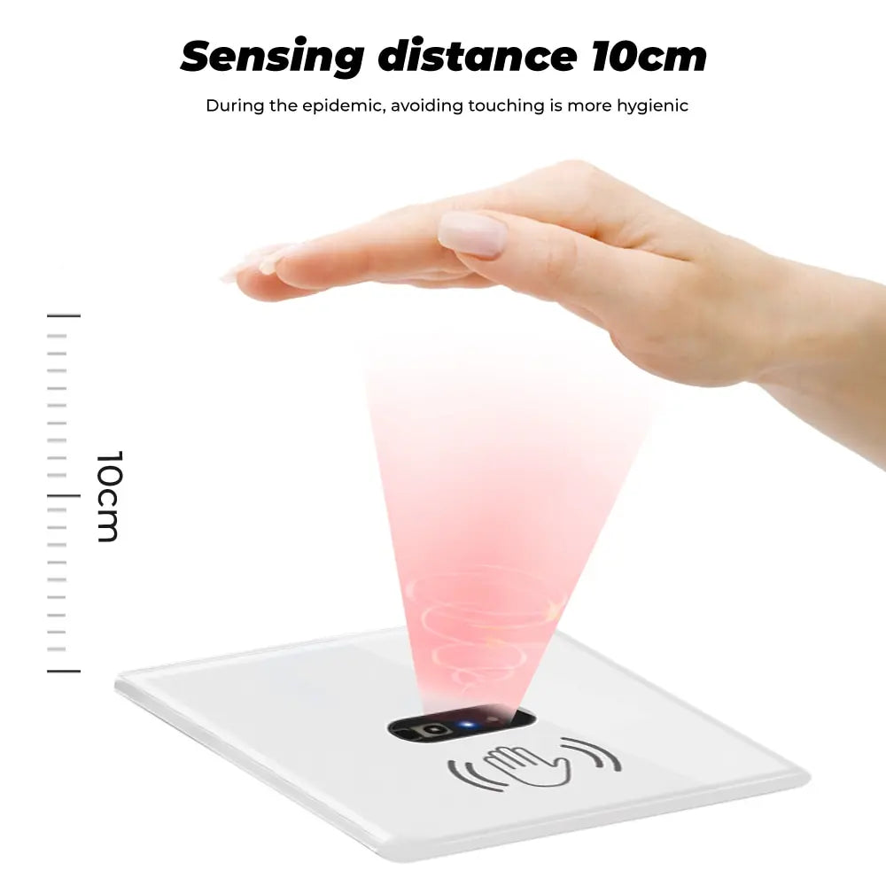 EU US Smart Wall Light Switch Hand Sweep Sensor Infrared Sensor Switch Glass Display Panel Neutral Wire10A No Touch Needed ﻿