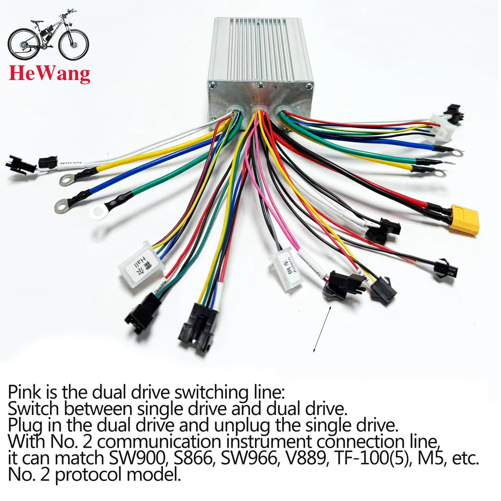 25A+25A Dual Drive 12MOSFET 36V/48V/64V 1000W (500W * 2) Brushless DC Electric Scooter Controller + M5 UART NO.2 LCD for 2 Motor