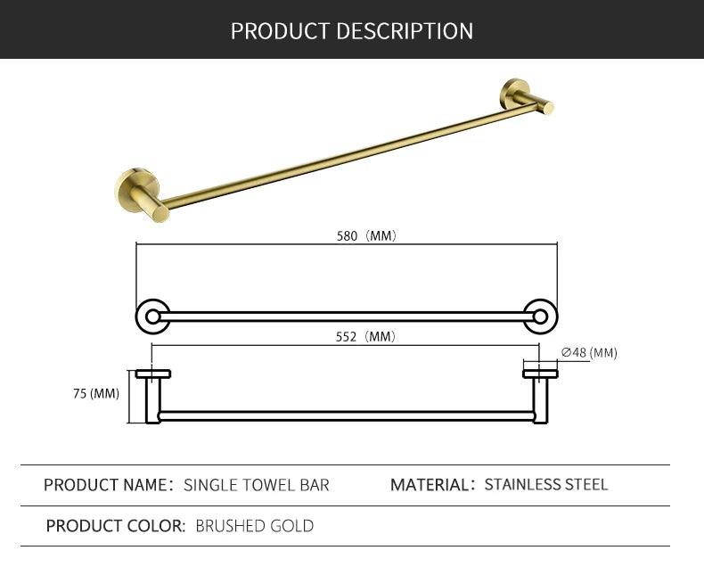 Bathroom Accessories Towel Rack Shelf Paper Holder Stainless Steel Toilet Brush Holder Hand Towel Ring Robe Hook Hanger Chrome
