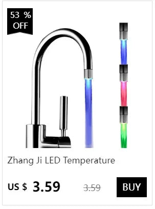 Zhang Ji LED Temperature Sensitive 3-Color Light-up Faucet Kitchen Bathroom Glow Water Saving Faucet Aerator Tap Nozzle Shower