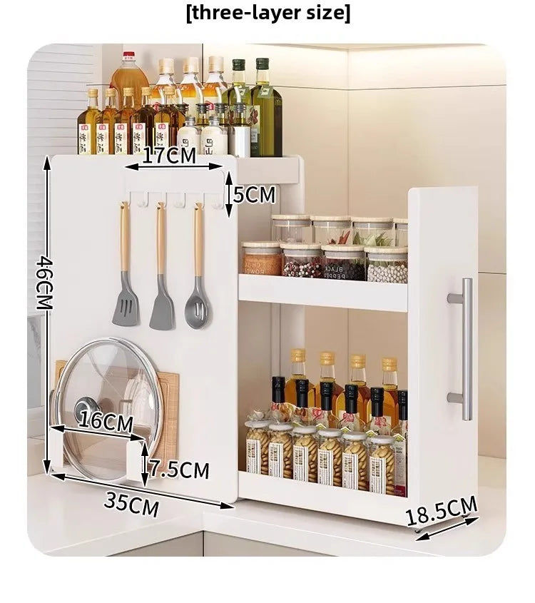 Kitchen Spice Rack Organizer Countertop Storage Shelf for Spices Seasonings No Assembly Required Available with Or Without Hooks