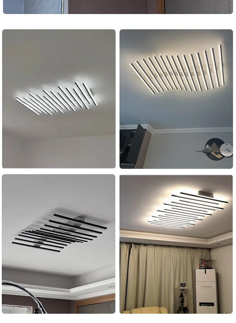 Modern LED Suitable for Living Room Pendant Lights With Remote Control Indoor Bedroom Office Lighting Long Strip Ceiling Lights