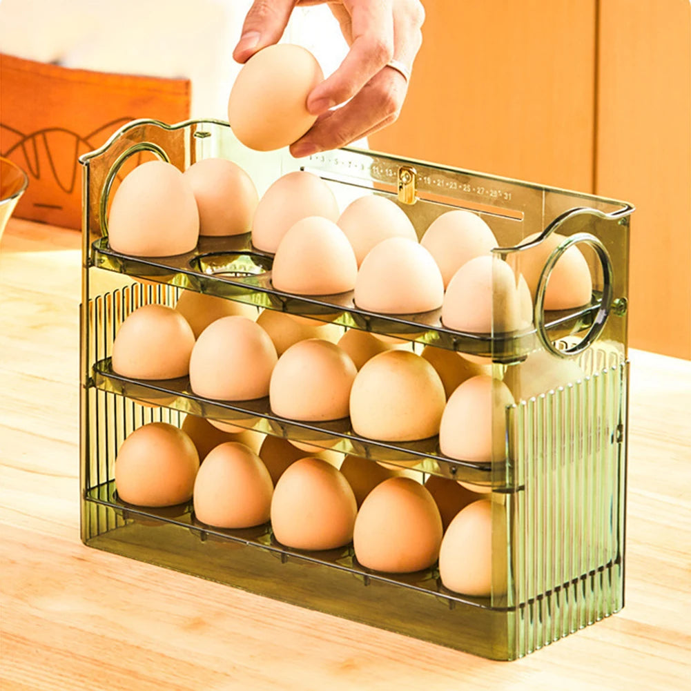Kitchen Egg Holder,Large Capacity Egg Fridge Storage Box,Multi-Layer Egg Tray Organizer,Space Saving Fridges Egg Container