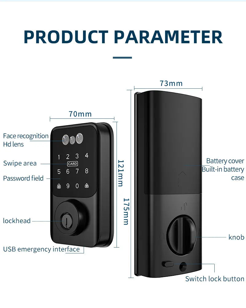 Tuya BLE Digital Electronic Smart Deadbolt Fingerprint Door Lock Password Card Key Unlock Keyless Entry For Smart Home