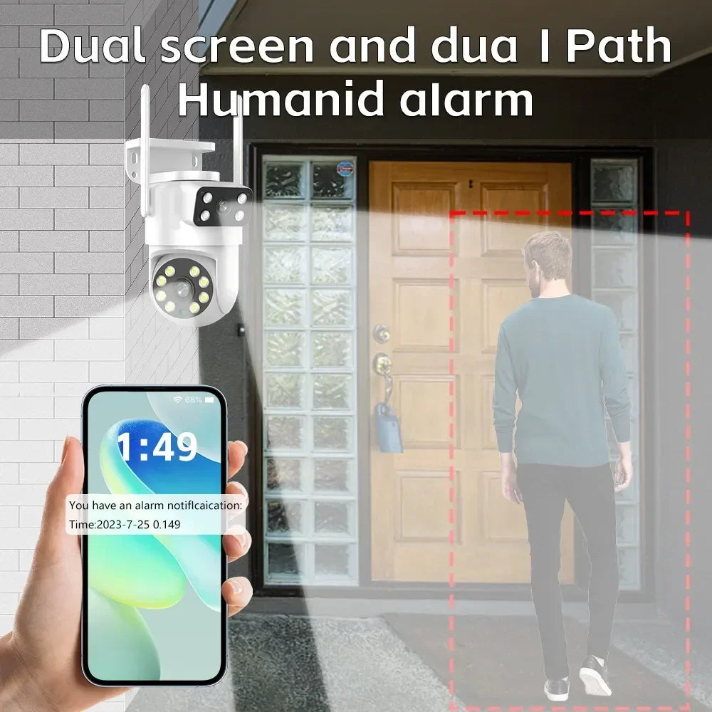 4K 8MP  Tuya Dual Lens PTZ WIFI Camera Full HD Dual Screen Ai Human Auto Tracking Outdoor 4MP Security Video Surveillance Camera