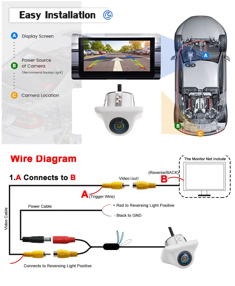 Smartour AHD 1080P Car Camera Fisheye Lens Starlight Night Vision White Colour HD Car Rear View Camera For Android Raido screen