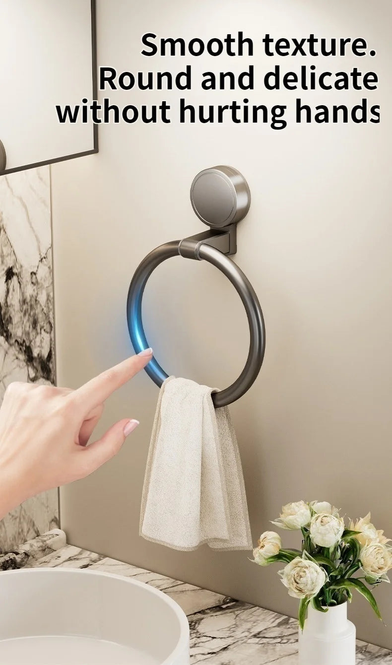 No Need To Drill Suction Cup Towel Ring Bathroom Towel Rack Kitchen Rag Rack Bathroom Toilet Wall Hanging Towel Rack