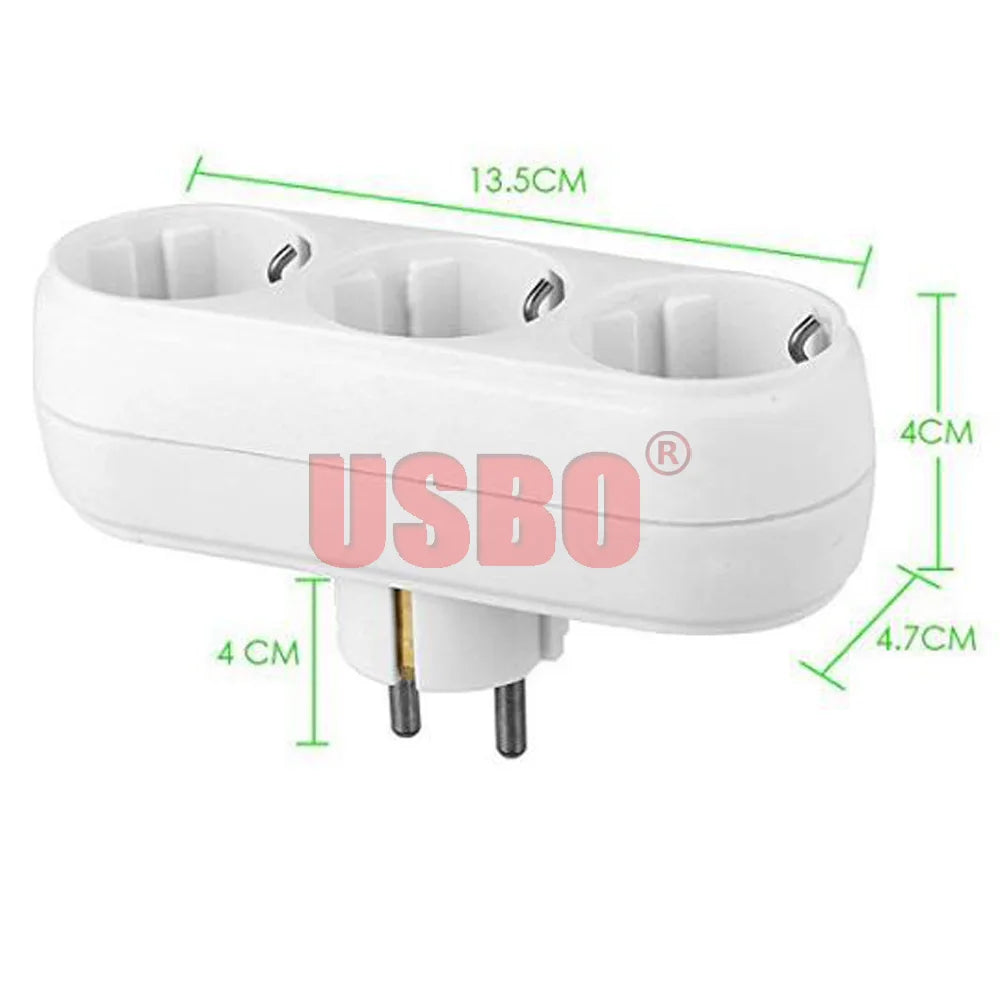 HOT！Socket Adaptor Double 1 SCHUKO/ 2 Euro Plug with Socket Standard Grounding Residential