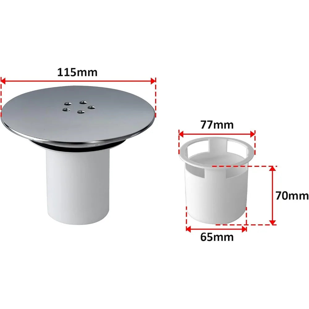 Replacement of Shower Drain Cover, Chrome Plated Shower Trap Cover, Shower Drain Cover, 90mm/115mm, Detachable