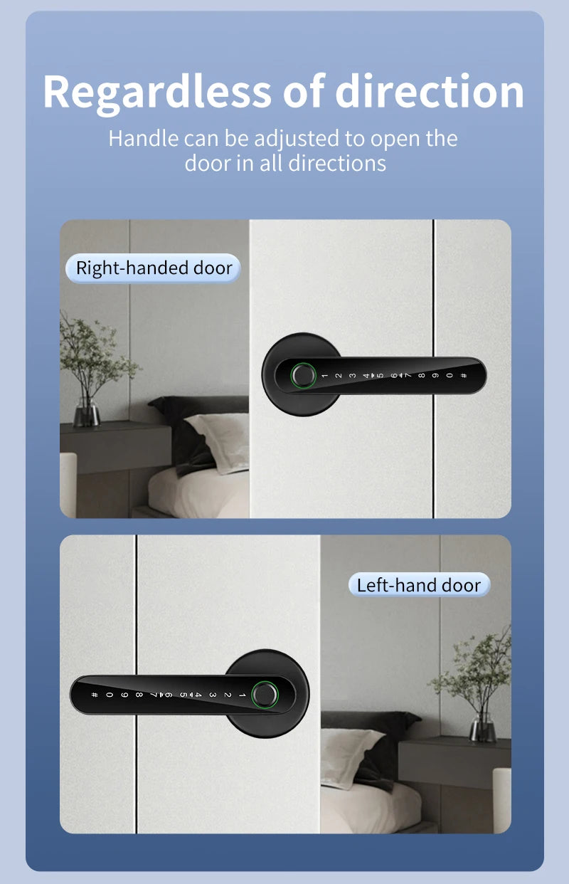 KERUI Tuya Smart Life Fingerprint Door Lock Bluetooth Electronic Lock 5-in-1 Fingerprint Password APP  Key for Home Apartment