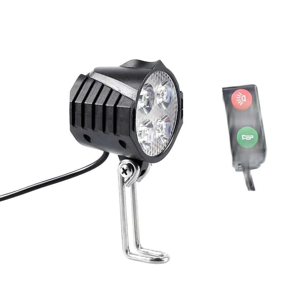 Electric Bicycle Light/ebike Light 12W 36V 48V with Horn Switch Waterproof Flashlight