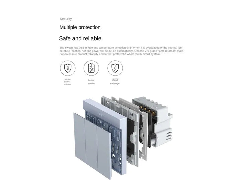 Aqara Smart Wall Switch H1M With Neutral Line Wireless Key Light Switch Zigbee Multiple Control Modes Smart Wall Light Switch