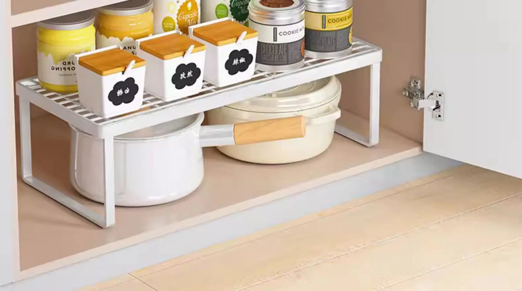 Kitchen Countertop Storage Rack Bowl Plate Pot Organizer Cabinet Internal Layered Shelf Seasoning Tabletop Storage