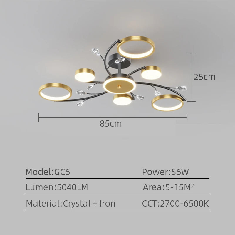 Modern Ceiling Chandelier Room Decoration Led Ceiling Lamp Crystal Chandelier Nordic Modern Bedroom Ceiling Decorative Light