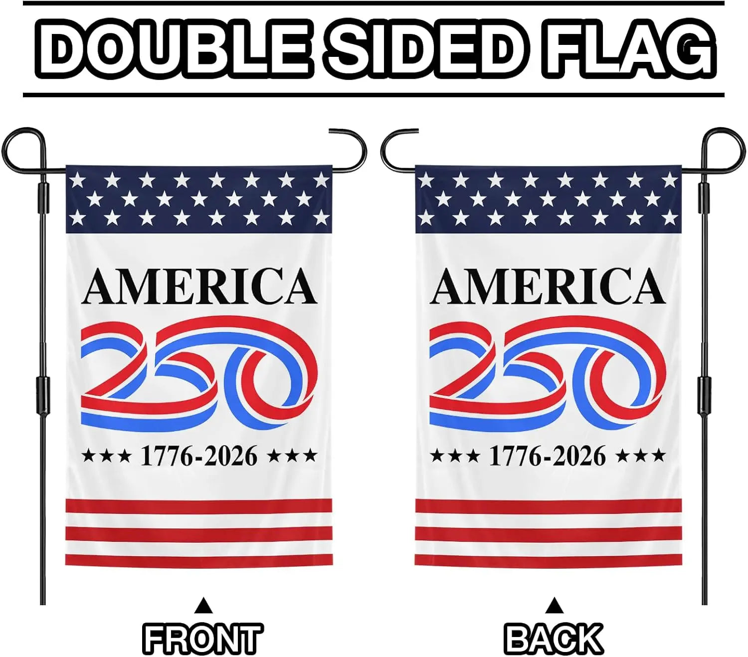 America 250th Birthday Flag 1776 2026 America 250 Years Anniversary Flag 12 x 18 Inch Double Sided Polyester Patriot Banner for