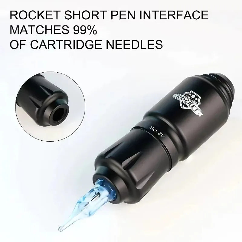 Wireless Tattoo Pen Kit Mini Rocket RCA Battery Rotary Gun with Tattoo Ink and Needles Complete Starter Set for Beginners