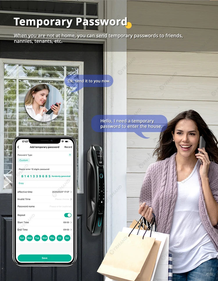 Smart Lock 3D Face Recognition Palm Vein Fingerprint WiFi APP Remote Control Video Intercom Auto Door Lock Digital Security
