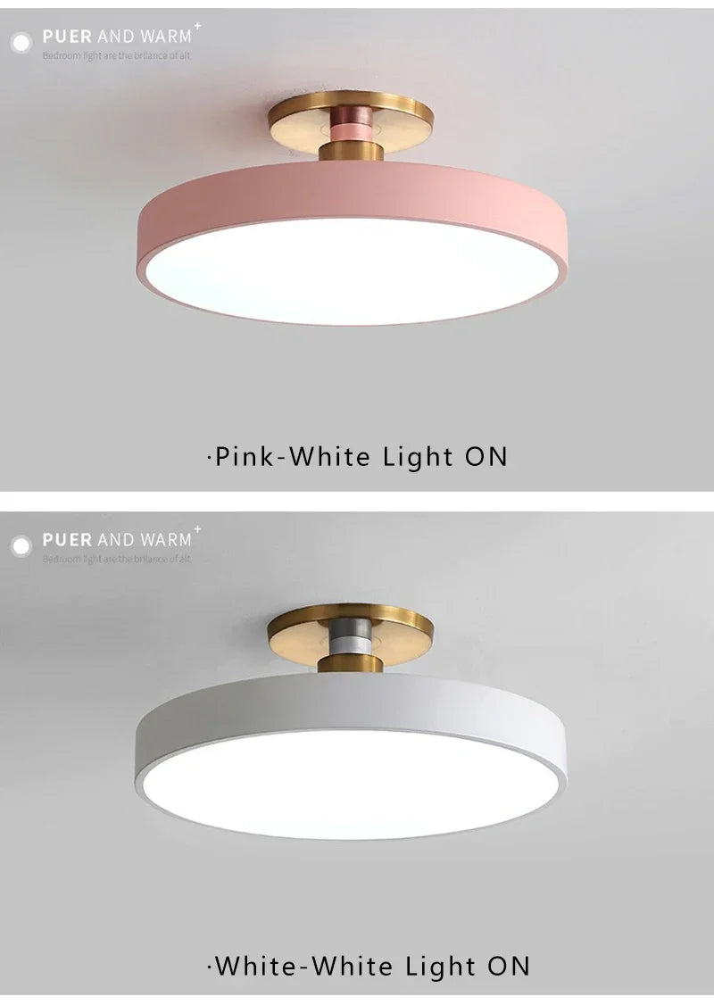 Modern Macaron LED Ceiling Light Simple Circular Dimmable Pendant Light Living Room Bedroom Study Nordic Decorative Lighting