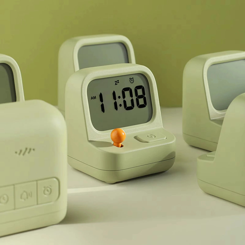 Creative Retro Mini Handheld Game Clock Alarm Machine for Kids Multi-Function Table Desk Clock Cute Digital Snooze Countdown