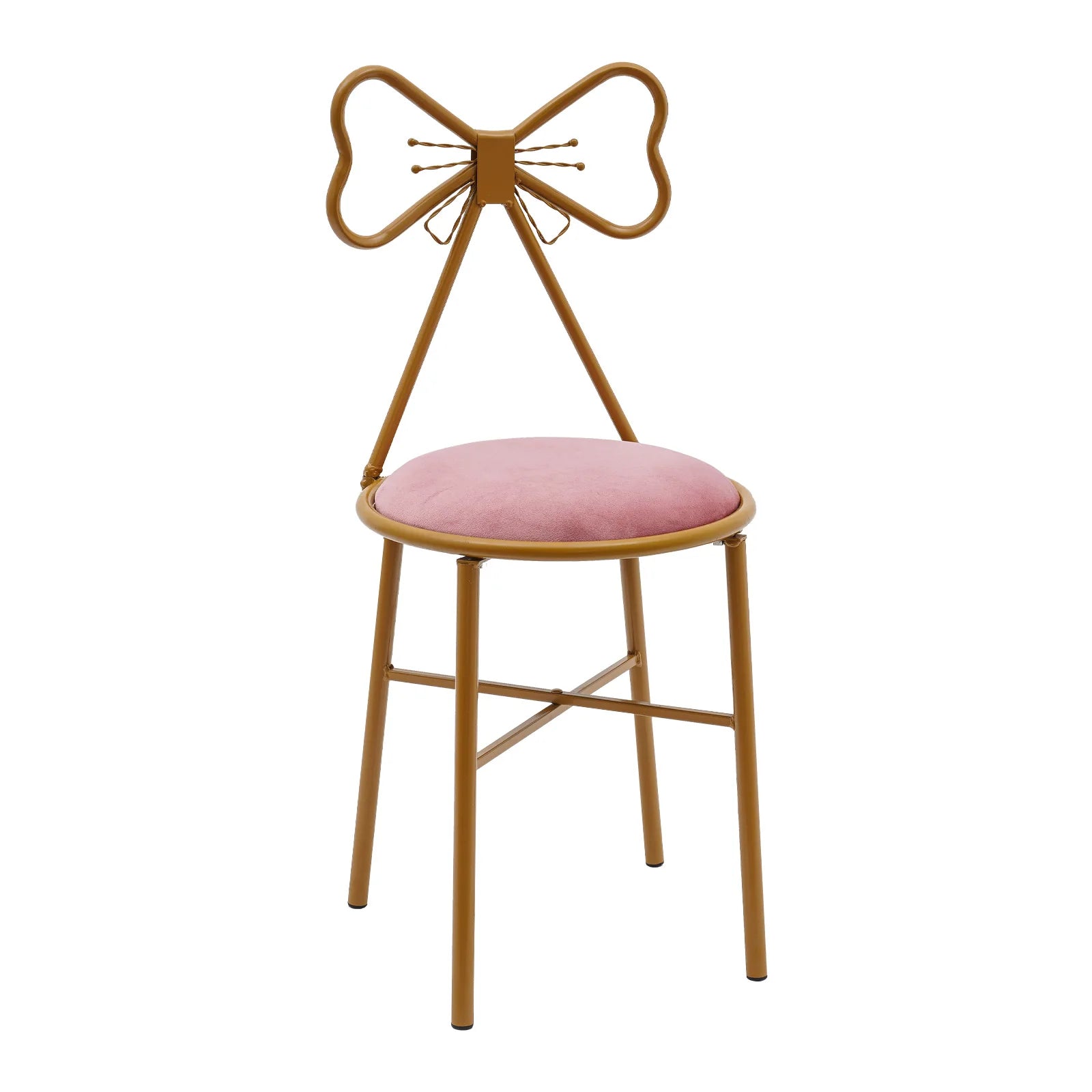 Butterfly Bow Tie Vanity Chair Modern Vanity Stool Velvet Cushion Makeup Chair Metal Frame Butterfly Backrest Chair Dining Chair