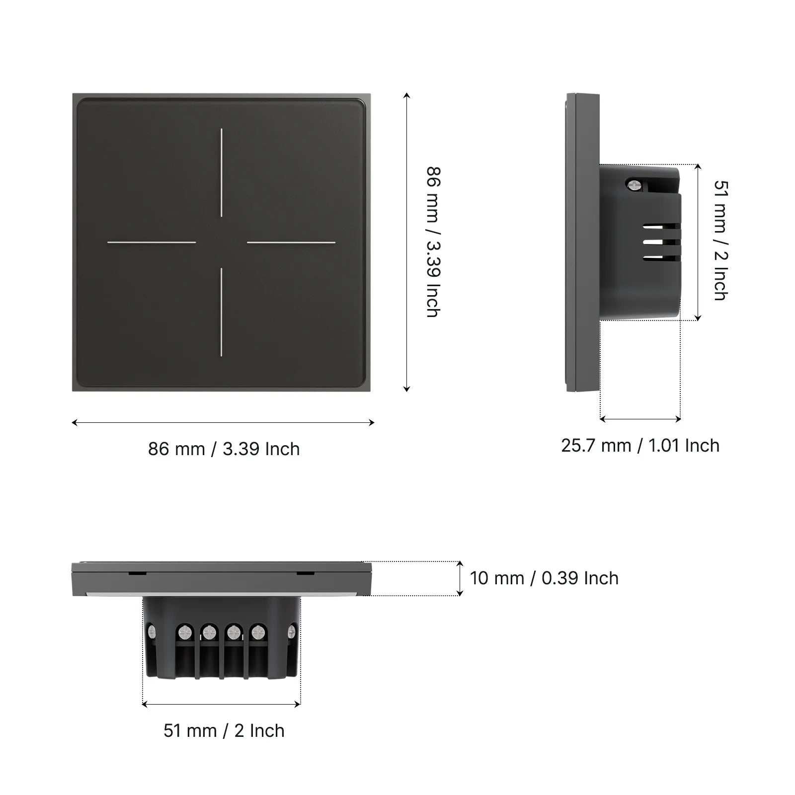 Smart Zigbee Wall Switch with Touch Glass Panel, Scene Mode Switching & APP Remote Control, No Neutral Wire Required