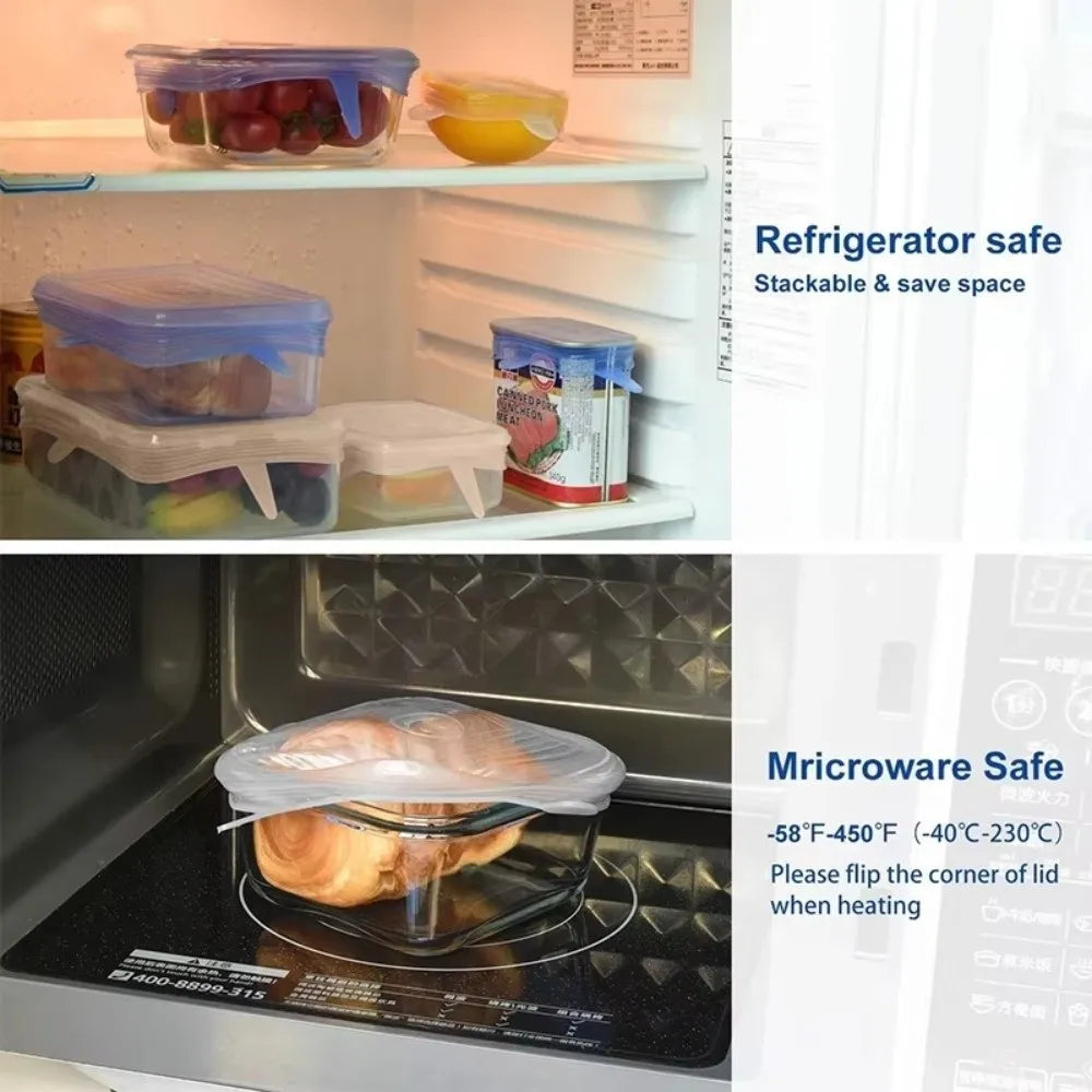 6PCS New Reusable Fresh-keeping Cover Kitchen Gadgets Stretch Silicone Lids Non-slip Bowl Cap