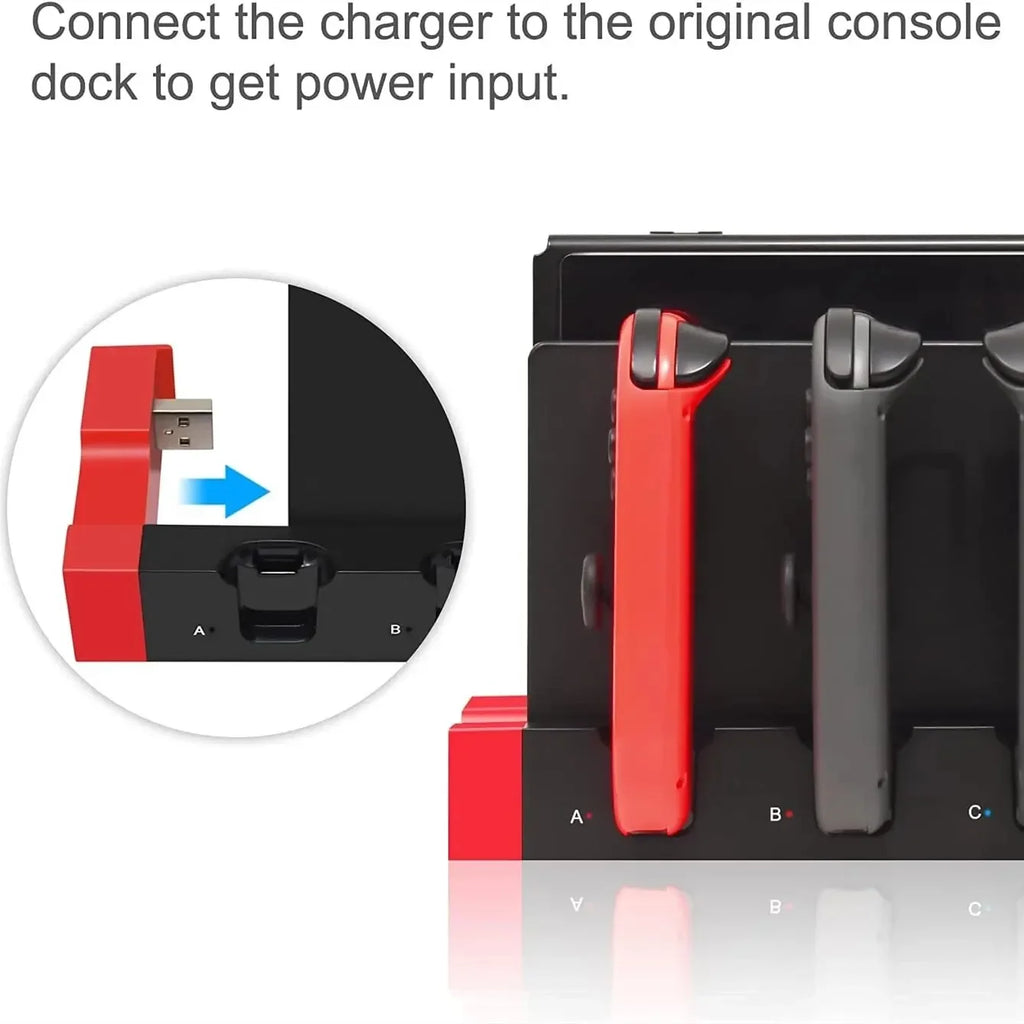 IPEGA PG-9186 Charging Dock for Switch&OLED,Charges Up to 4 Controllers,Compatible with Switch and OLED,Hot-Selling 4-port Stand