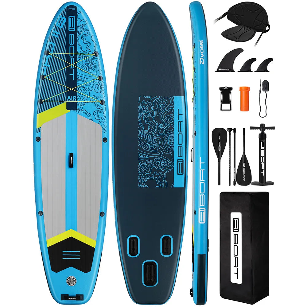 AIBOAT Blue Pro SUP Waterproof Inflatable Paddle Board 11'6''x35''x6'' Adult Standing Style Aquatic Fishing With Accessories SUB