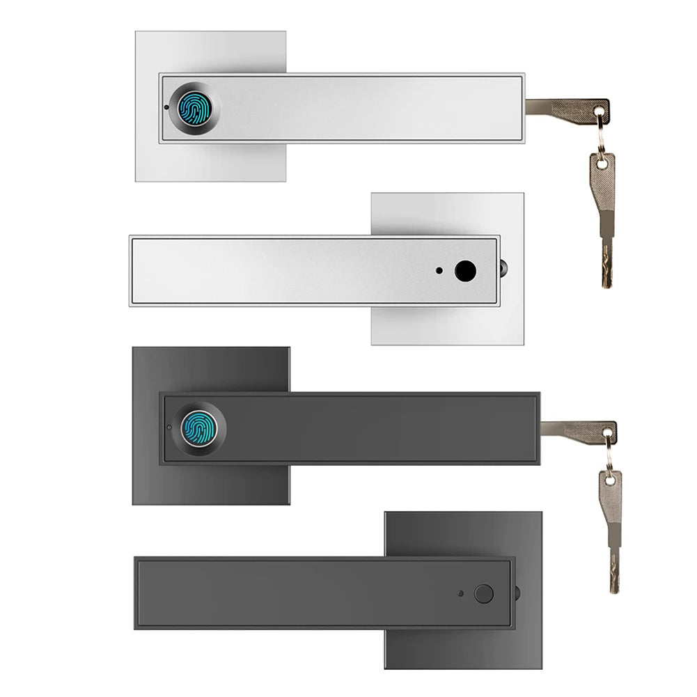 Fingerprint Door Lock Handle Smart Entry Fingerprint Electronic Door Lock Semiconductor Smart Lock Home Office w/Key