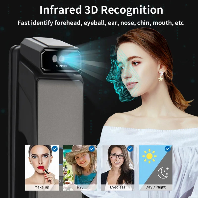 3D Face Real-time Intercom Smart Door Lock Palmar Vein Camera Intelligent Fingerprint Password Biometric Electronic Key Unlock