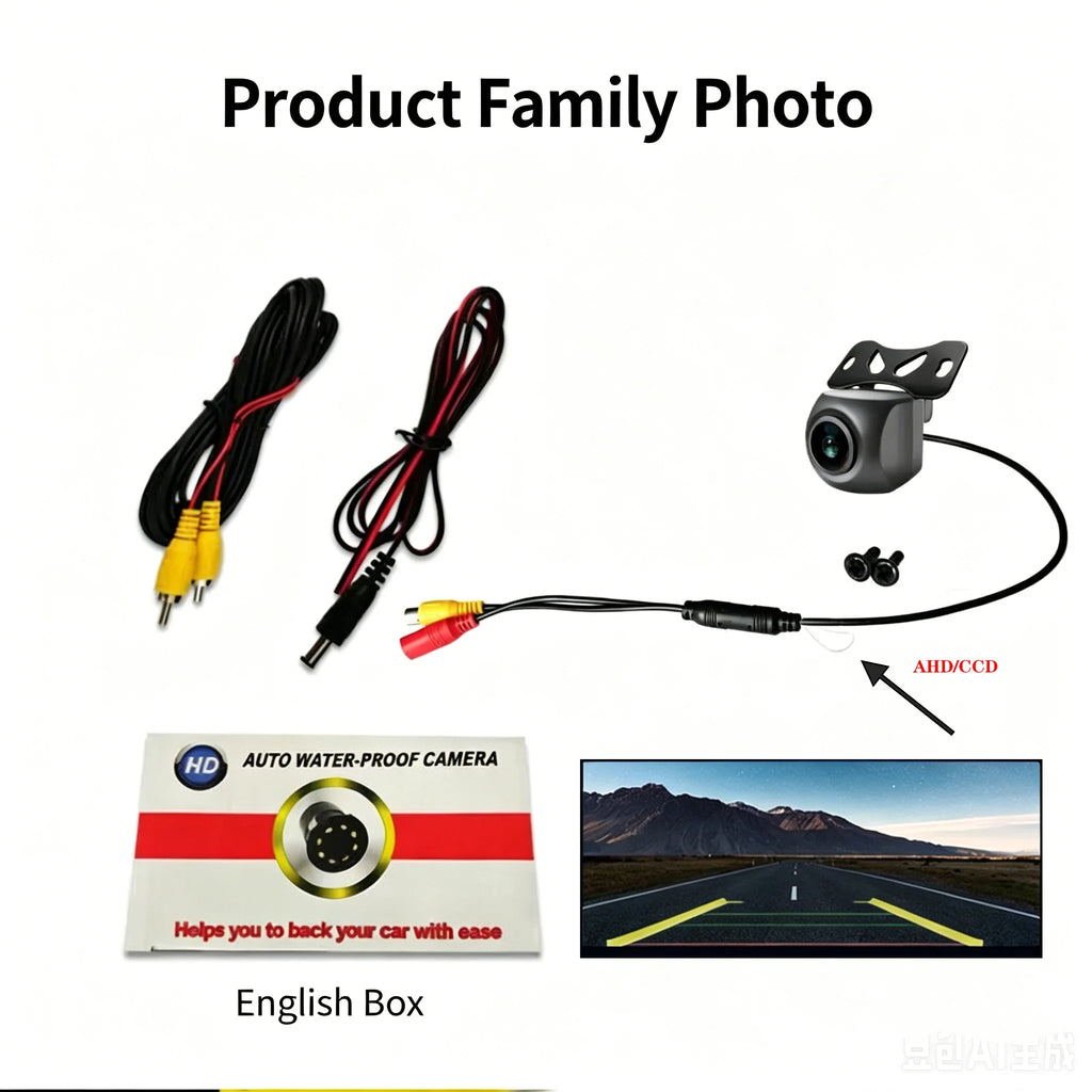 Car Camera HD Night Vision AHD/CCD Universal Dynamic Trajectory Reversing Camera Waterproof Fisheye 170 Degrees.