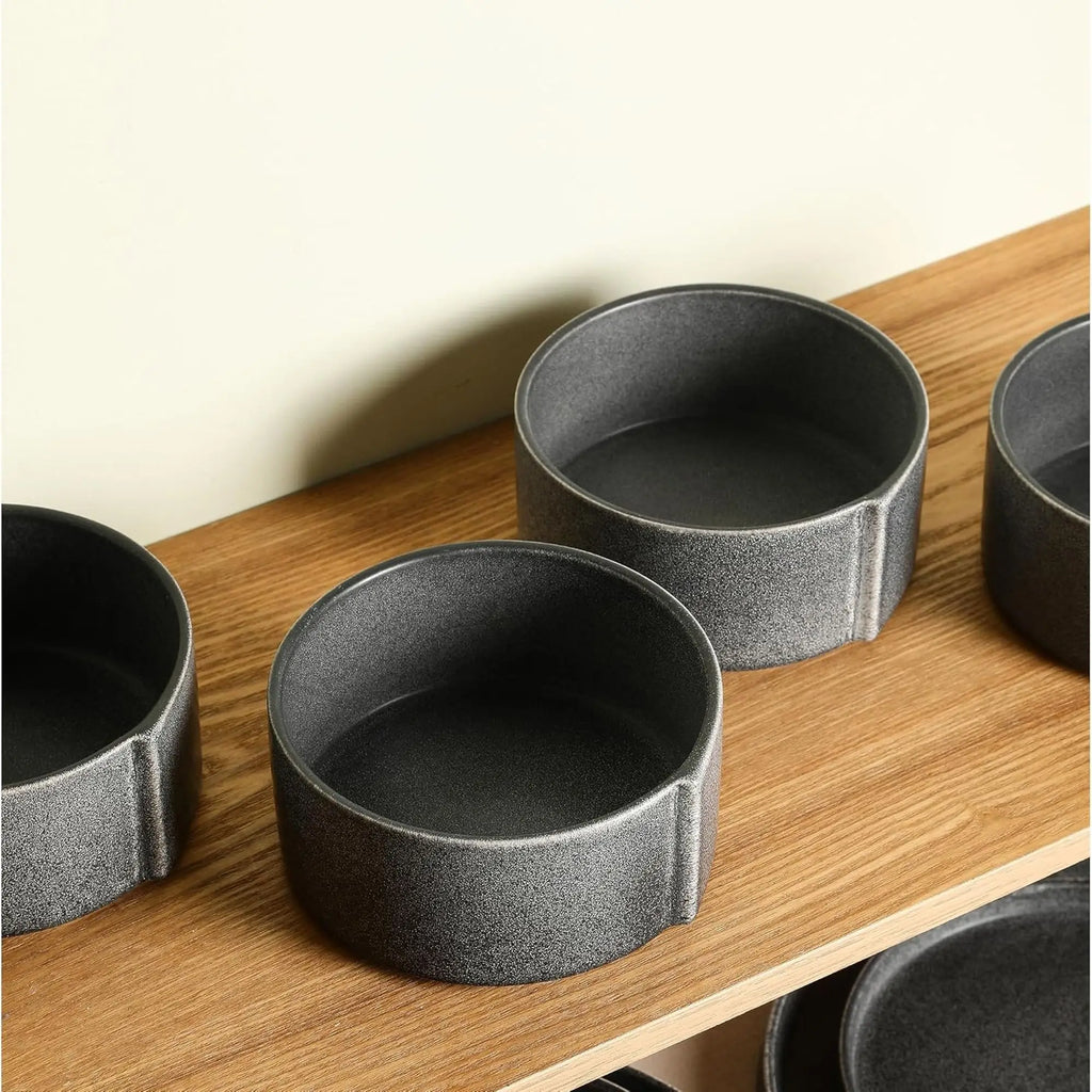 8-Piece Bowl Set Stoneware,Charcoal