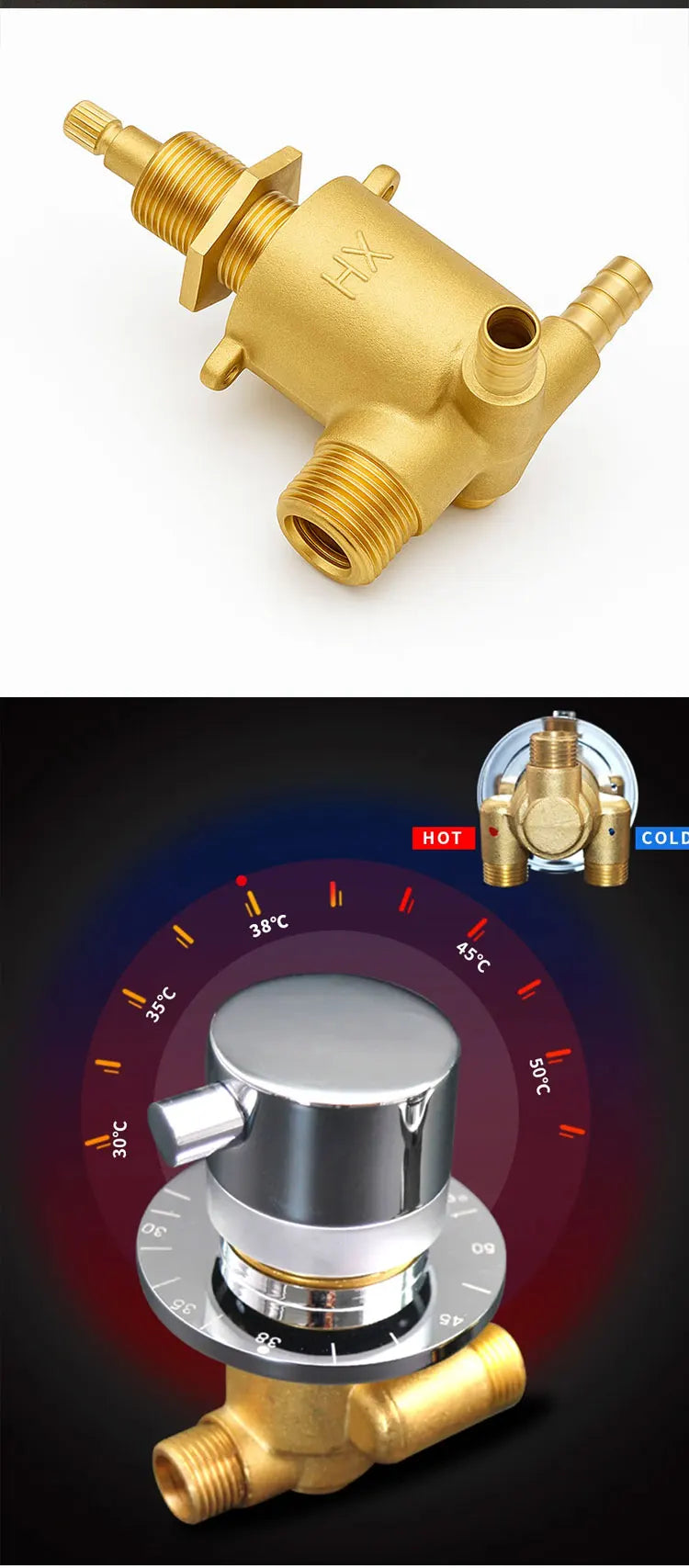 Thermostatic Brass Shower Faucet Valve 2/3/4/5 Way Diverter Mixer Control for Steam Room Shower Column Panel Bathroom Accessoris