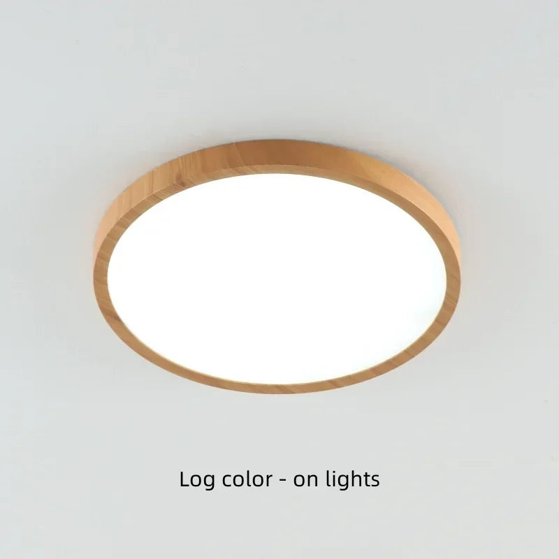 Modern LED Ceiling Light Circular Ultrathin Wood Grain Walnut Decorative Light Bedroom Dining Room Living Room Indoor Home Light