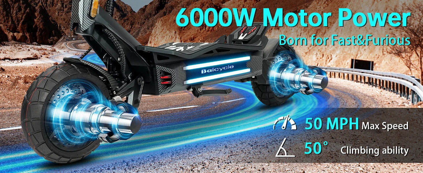 High Power Dual Motor 3000W*2 Electric Scooter 10 Inch Anti-Shock Tires Foldable Adult Off Road E Scooter Long Distance Travel Scooter