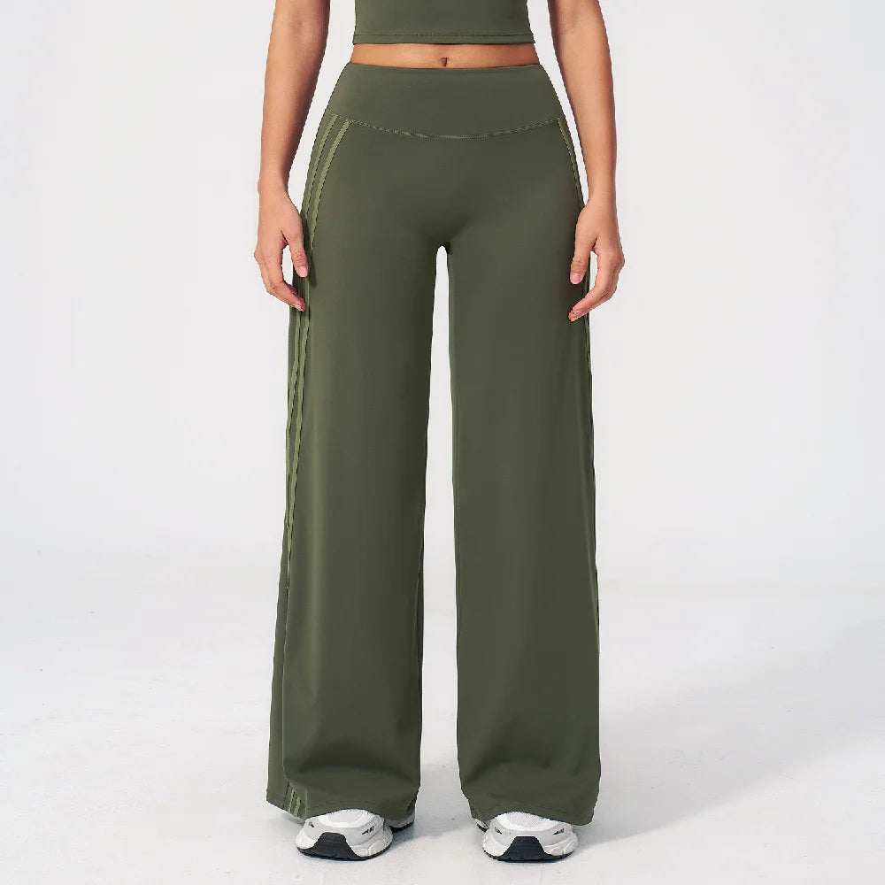 Yoga Pants High Waist Wide Leg Trousers Women Tummy Control Flared Pants Straight Workout Trousers Casual Fitness Bell-bottoms