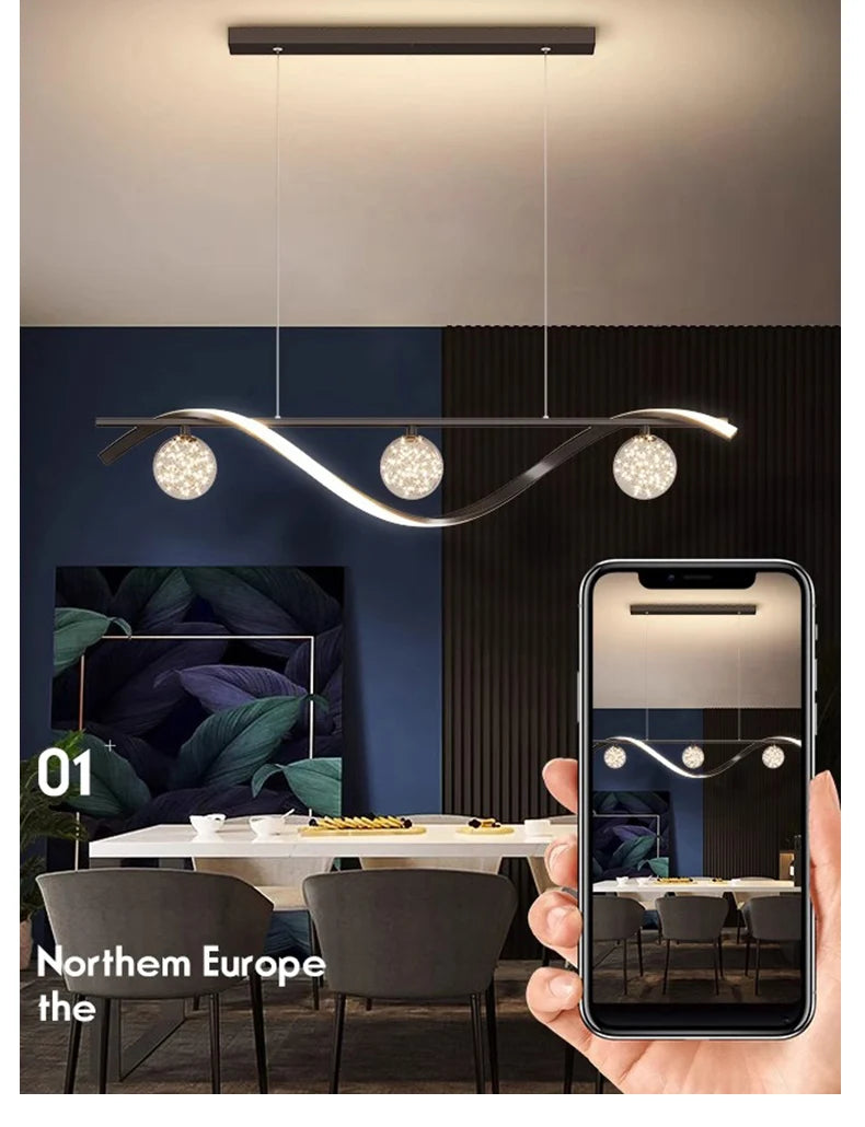 Modern Minimalist Led Pendant Lamps Dimming for Coffee Table Dining Room Kitchen Island Ceiling Chandelier Home Lighting Fixture