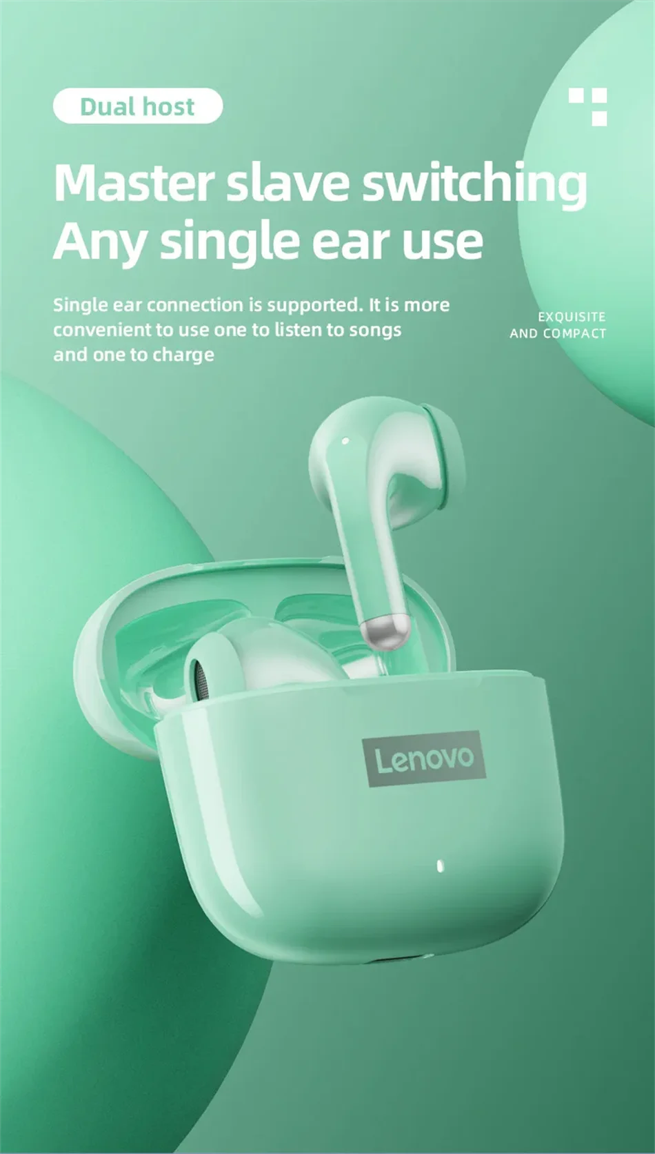 Lenovo LP40 Pro Headphones Wireless Bluetooth 5.4 TWS Hifi Stereo Earphones Gaming Sports Touch Control HD Call with Mic Earbuds