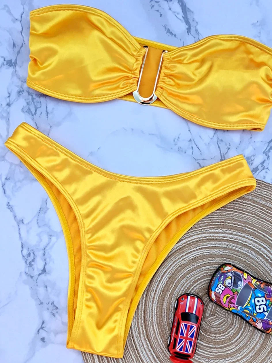 Bandeau Bikini Swimsuit Women 2026 Two-piece Swimwear Thong Bikinis Sets Female Bathing Suit Push Up Monokini Beach Wear Biquini