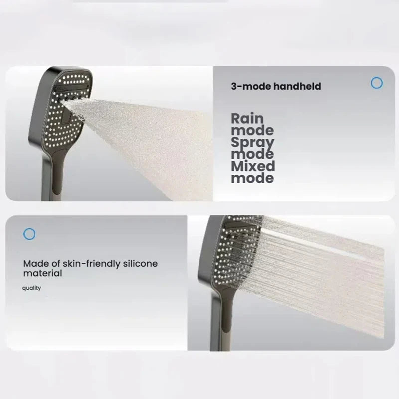 Restroom Piano Keys Shower Set Household Bathroom Multifunctional Hot Cold Water Digital Display Pressurize Shower System Set