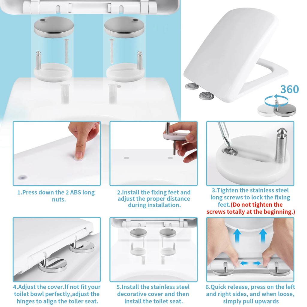 Toilet Seats with Slow Close Hinges Cover Toilet Accessory Portable Slow Down Seat Cover Bathroom Fixture Toilet Parts