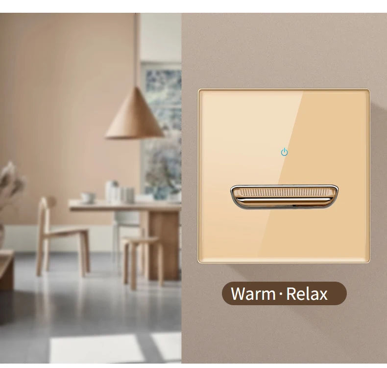 Wall Light Switch Chrome Toggle Press Button Tempered Glass Plate Blue LED Light 1 2 3 4 Gang White Black Gray Gold