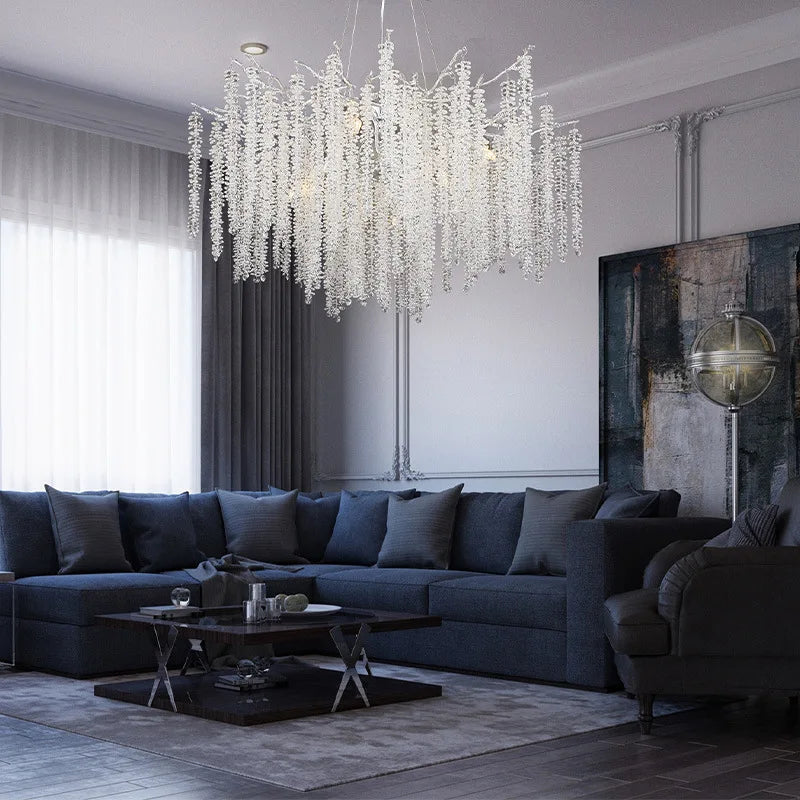 Modern light luxury living room crystal chandelier dining room bedroom French crystal lamp artistic decoration branch lamp