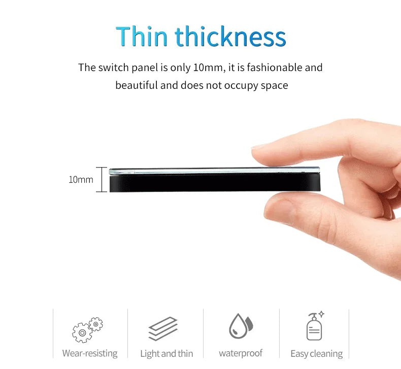 Backlight Panel Touch Switch AC100-240V Led Tempered Crystal Glass Wall Light Sensory Switches 1/2/3 Gang Interruttore